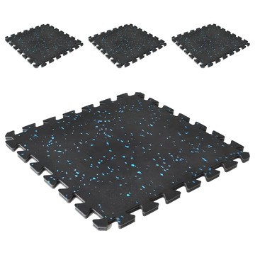 LOTUS MIT健身專用橡膠EVA巧拼地墊 4片裝 台灣製造 減震耐壓 靜音防滑  黑色  1組