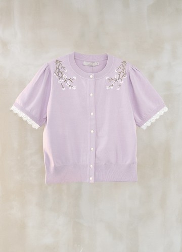 花葉日和刺繡短袖針織衫