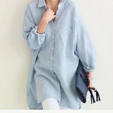 Lockers 木櫃 復古寬鬆長款質感連衣襯衫款-2色-預
