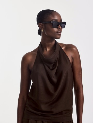 Kayla Halterneck Top in Bitter Chocolate - TENCEL Ninety Percent