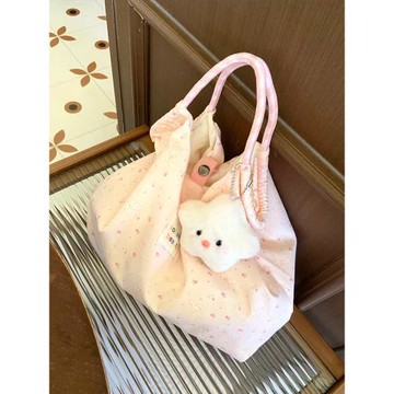 是蜜桃味的可愛手提小包！韓國手拎帆布包女大容量上班通勤收納袋