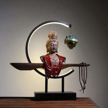 新中式擺件玄關客廳觀音佛像陶瓷創意倒流香家居裝飾品禪意工藝品