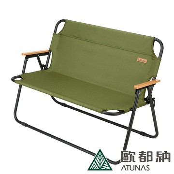 雙人靠背休閒折疊椅(A1CDEE03軍綠/露營/野餐/烤肉/折疊椅)