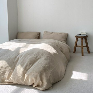 優樂悅~ins風新款素色床品四件套水洗棉裸睡純色被套床單三件套床上用品4