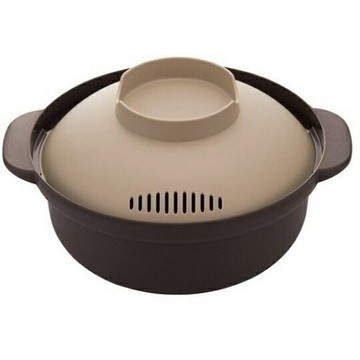 小禮堂 Inomata 日製 雙耳微波調理碗 附蓋 料理碗 拉麵碗 火鍋碗 1500ml (棕)