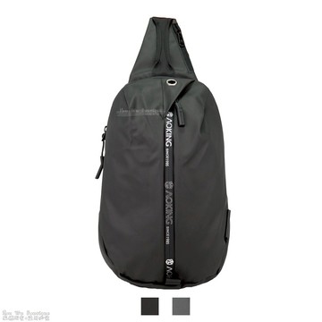 AOKING 大容量胸包 超輕量胸包 腰包 寬背帶胸包 斜背包 肩背包 SY95070-BK (黑色/灰色)