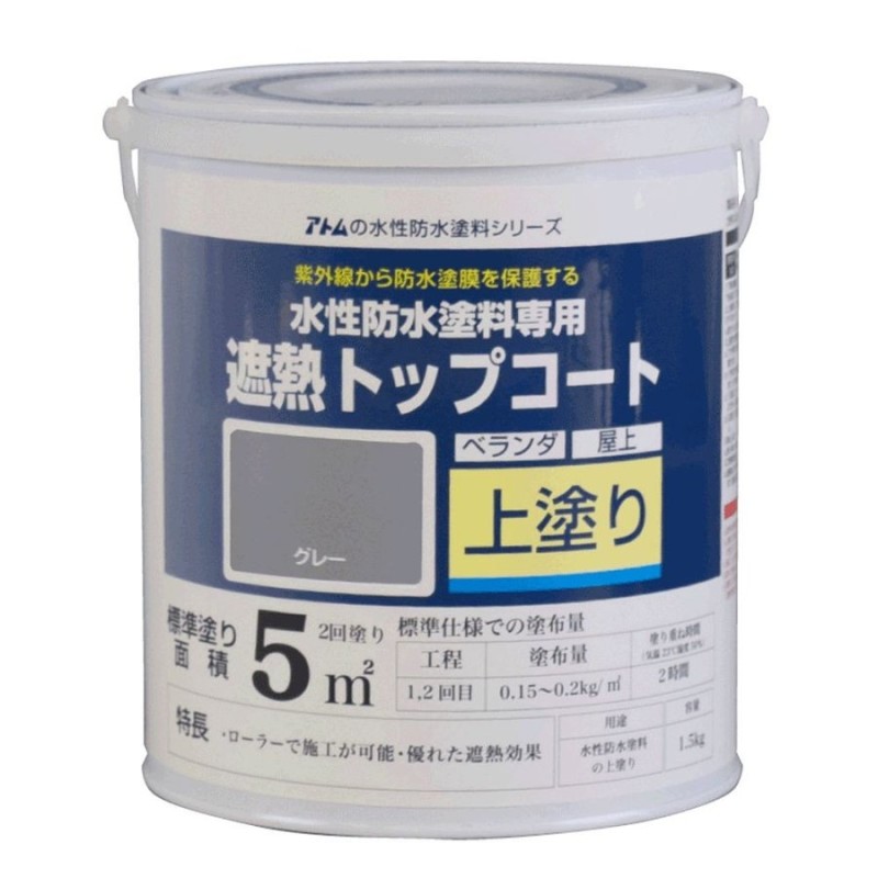 アトムサポート アトムハウスペイント 水性防水塗料 遮熱トップコート グレー 1.5Kg 通販 LINEポイント最大GET LINEショッピング