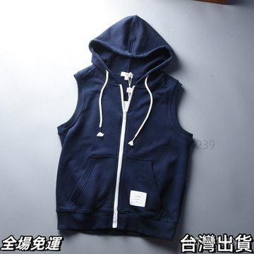 速.發 美式複古休閒馬甲男大碼300斤寬鬆拉鏈開衫百搭連帽背心坎肩ins潮 台出