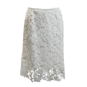 Lizzy珍珠白蕾絲簍空中裙