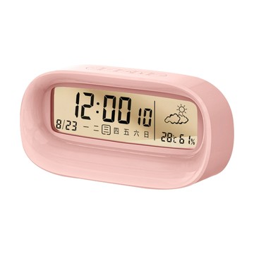 SUNORO 日式透明夜光電子鬧鐘  粉色