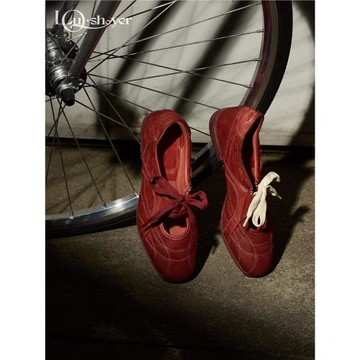 LOU SHOYER休閑鞋女春復古做舊透氣平底百搭德訓鞋圓頭淺口芭蕾鞋