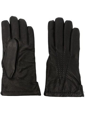 Orciani - grained-texture leather gloves - men - Cashmere/Sustainable Fibre Alliance (SFA) Cashmere/Calf Leather - 8.5 - Black