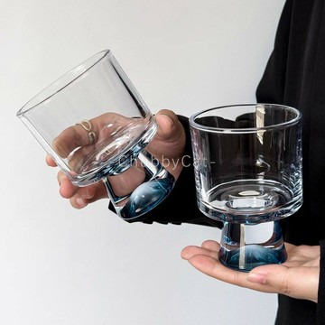 新款高顏值玻璃杯設計小眾高腳酒杯創意果汁杯甜品杯ins風咖啡杯