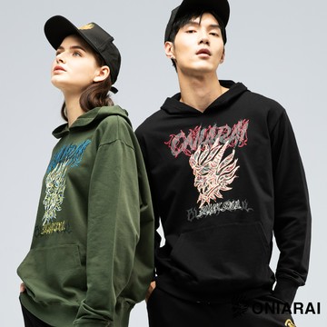 網路獨家【雙11↘驚喜爆降$1011】潮流線條大鬼頭連帽長TEE(黑) - BLUE WAY 鬼洗い