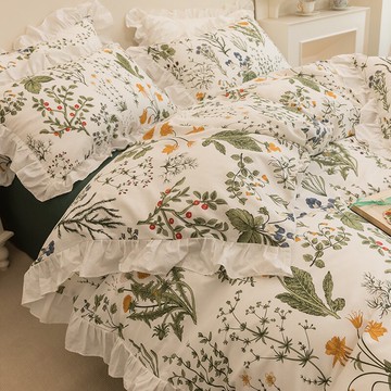 小清新碎花純棉床上四件套100全棉ins風韓式床品復古田園被套床單