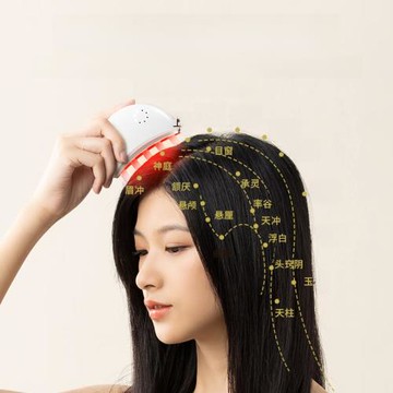 小月梳紅光生發熱敷頭部頭皮按摩玉石梳經絡五爪梳子似牛角檀木梳