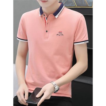 夏季男士翻領短袖t恤男潮流休閑polo衫純棉中年商務立領半袖體恤