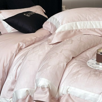 新款高精密天絲棉提花四件套純棉裸睡舒適被套全棉床單床上用品