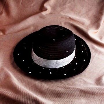 ONZE 設計時髦訂製帽款 奢華透明感黑色蕾絲紳士帽