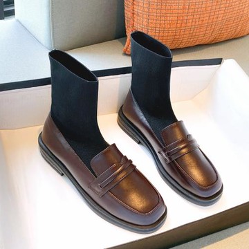 英倫風連襪靴女秋冬2025年新款加絨彈力短靴瘦瘦靴大碼女鞋41到43