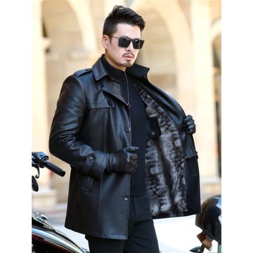 皮衣男特大號皮夾克加肥加大碼皮風衣中長款加絨加厚肥佬胖子外套