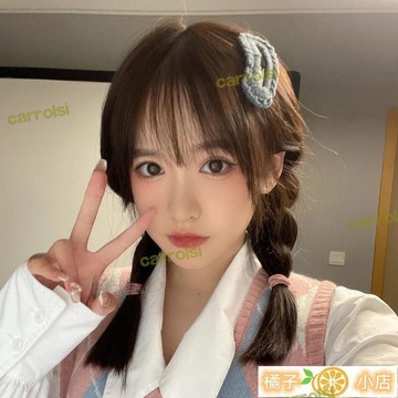 【川澤百貨】cos假髮 二次元假髮 假發女甜妹雙麻花辮自然減齡空氣劉海蓬鬆顯白圓臉百搭