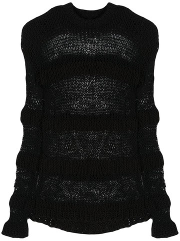 HELIOT EMIL - striped open-knit jumper - men - Microfibre/Wool - S - Black