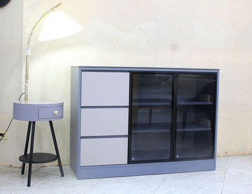 【歐風別館】星宇四尺亞麻灰色岩板餐櫃下座【基隆至台中免運費】