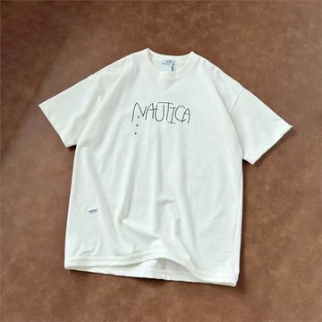 NAUTI*ca 高克 夏季竹節棉寬松日系寬松 字母印花T恤男女同款