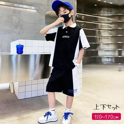 2点セット 子供服 夏 男の子 セットアップ おしゃれ 小学生 中学生 スポーティ 黒 Tシャツ 半袖 半ズボン ハーフパンツ 白 ライン かっこいい 夏服 動きやすい 通販 Lineポイント最大get Lineショッピング