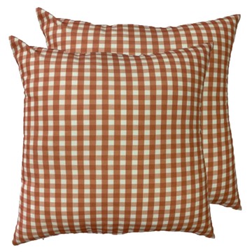 J&N 精緻格紋印花抱枕 2個  60 x 60cm  橘色