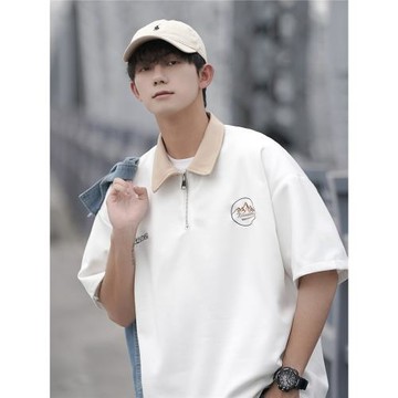 短袖男polo衫夏季高級感襯衫領休閑上衣2025新款簡約潮牌半袖t恤