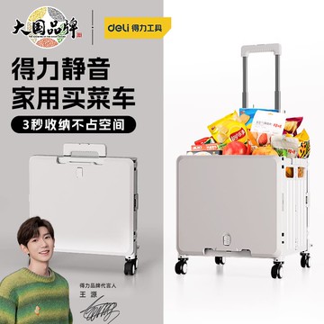 台灣公司貨 免運 得力折疊拉桿車家用便攜式收納箱戶外露營超市買菜購物行李小拉車 快速發貨