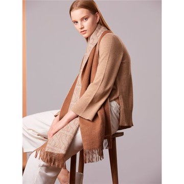 ST.MALO秘魯天然幼羊駝精品幾何文形雙面雙色披肩-獨