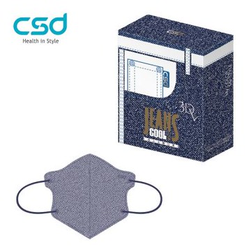 【CSD】中衛醫療口罩 成人立體3Dv 牛仔COOL丹寧牛仔(30片/盒)