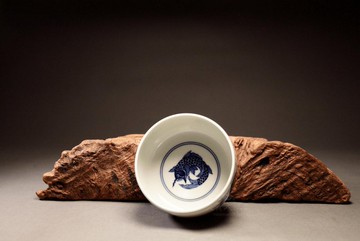 【年年有魚】炎黃大地藝術 龍山堂 景德鎮 純手工 青花瓷 130cc