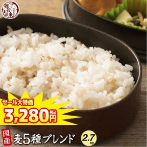 ＼ セール ／ 雑穀 雑穀米 国産 麦５種ブレンド 2.7kg(450g×6袋) [丸麦 押麦 はだか麦 もち麦 はと麦] 無添加 無着色 送料無料 ダイエッ