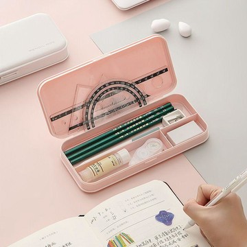 超能裝🎀免費定製刻名字文具盒可愛卡通學生姓名文具收納盒創意鉛筆盒禮品  大容量分層桌上收納文具盒簡約 學生文具,兒童鉛