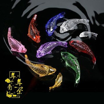 高檔水晶魚招財風水擺件琉璃魚 吉祥物年年有余家居客廳小裝飾品