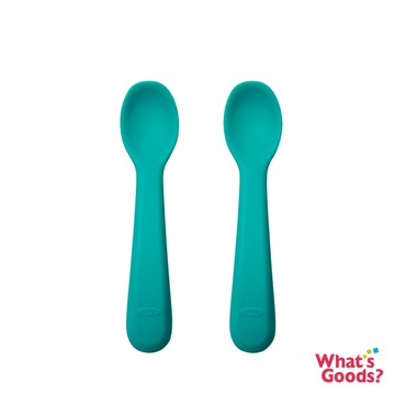 廠商配送  OXO tot 寶寶握全矽膠湯匙組(靚藍綠)