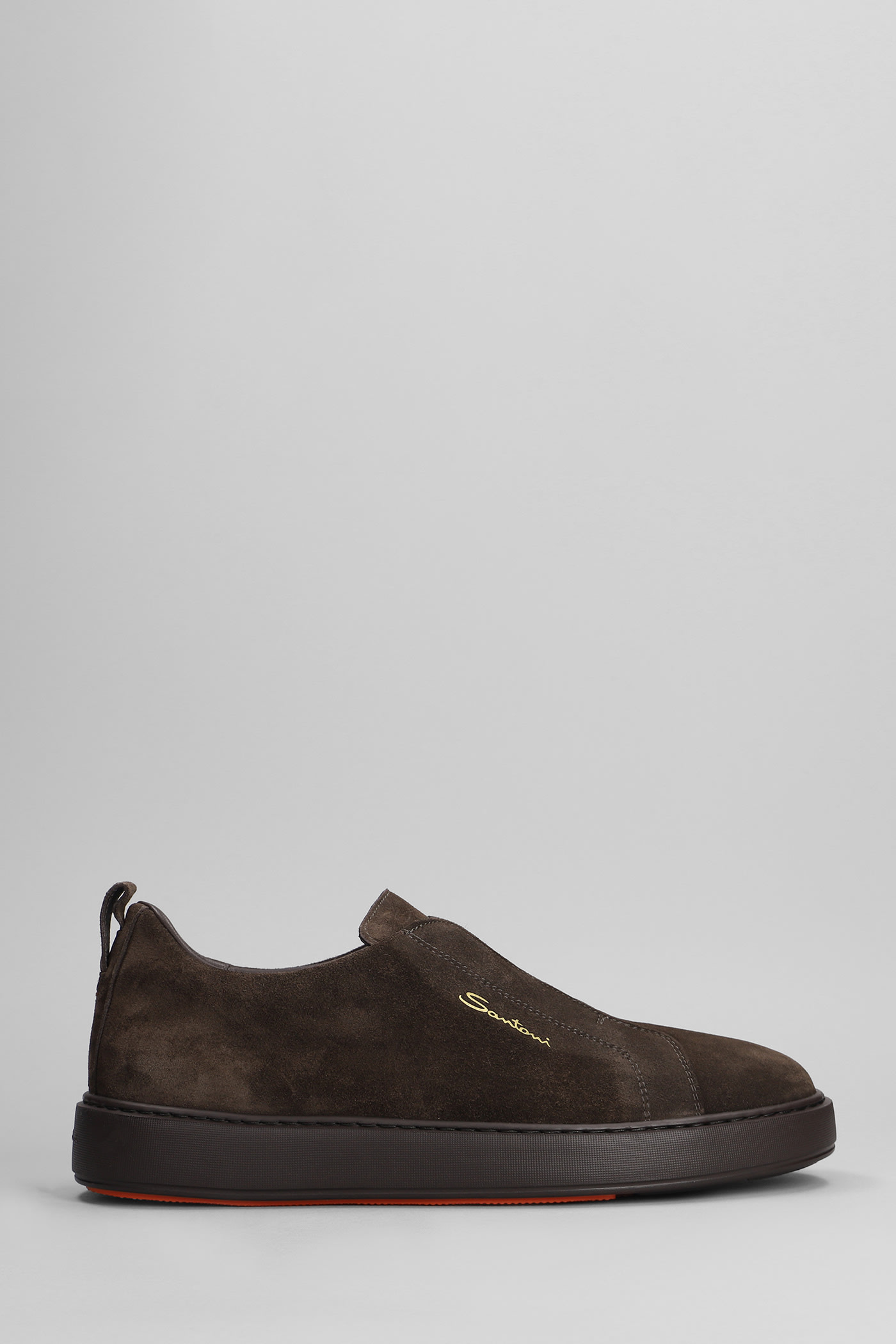 Santoni Victory Sneakers In Brown Suede