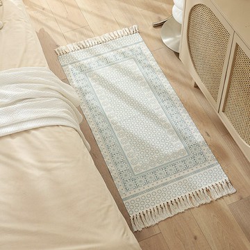 『百貨屋二號』木藍+秋色 棉線編織長方形玄關進門換鞋腳墊家居簡約臥室床邊地墊