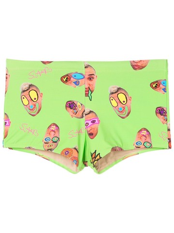 Amir Slama - abstract-print swimming trunks - men - Polyamide/Elastane - GG - Green