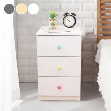 【天空樹生活館】馬卡龍日系附插座三抽床頭櫃-寬30cm(三斗櫃 抽屜櫃 床邊櫃)