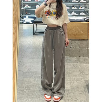 垂感褲子女2022新款高腰設計感小眾寬松直筒小個子運動褲闊腿褲潮