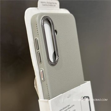 水泥灰荔枝紋顆粒手感皮紋pc硬殼適用三星S25ultra手機殼S24ultra超薄S24+輕薄高級感素皮純色鈦灰色金屬鏡頭