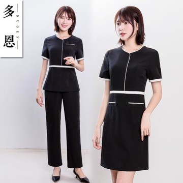 多恩新款美容師工作服裝女氣質白色美業養生會所技師服套裝春夏