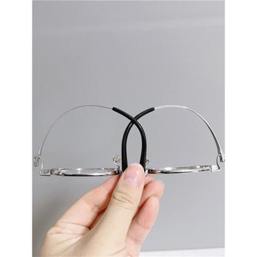 可配高度數超輕純鈦近視眼鏡框架男女六邊形不規則銀色中小臉厚邊