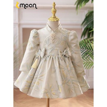 中式女童周歲宴禮服女寶寶冬季嬰兒抓周國風唐裝兒童旗袍高端花童