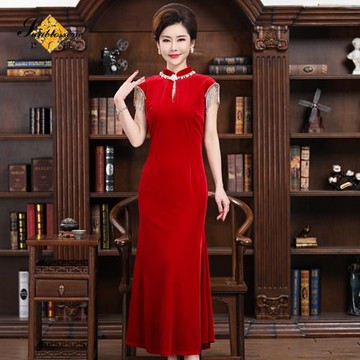 2021春季碧陽參加婚禮婆婆媽媽連衣裙宴會高端優雅氣質旗袍晚禮服